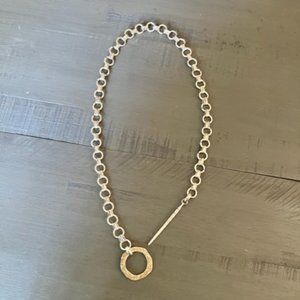 Chunky Loop-Through Silver Chain Necklace 26" NWOT